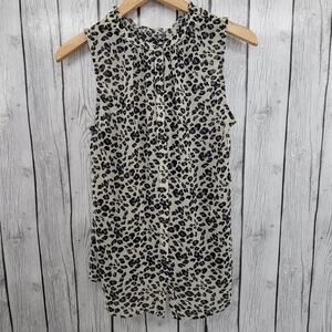 Doe + Rae Leopard Sleeveless Sheer Button Down